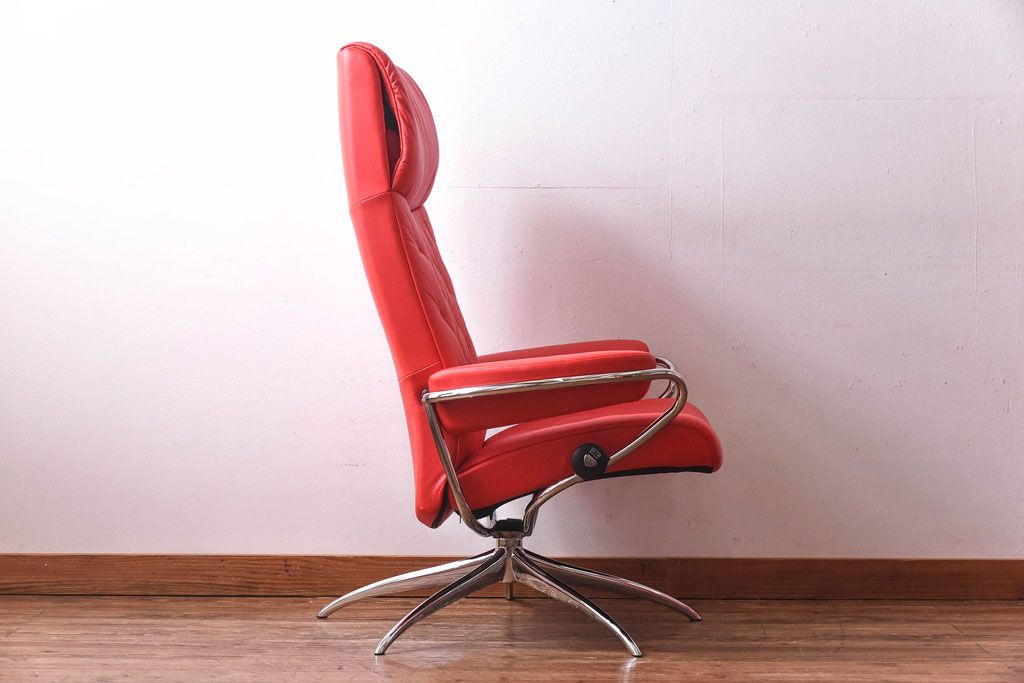 中古　EKORNES(エコーネス)　ストレスレスメトロハイバックチェア・オットマン　トマト(定価合わせて約32万円)(1)