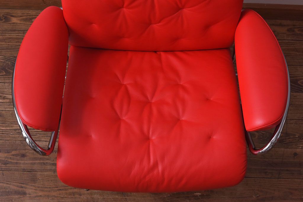 中古　EKORNES(エコーネス)　ストレスレスメトロハイバックチェア・オットマン　トマト(定価合わせて約32万円)(1)