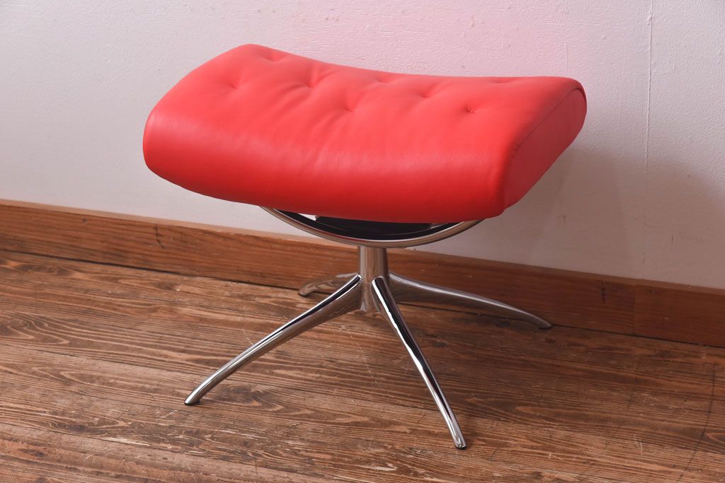 中古　EKORNES(エコーネス)　ストレスレスメトロハイバックチェア・オットマン　トマト(定価合わせて約32万円)(1)