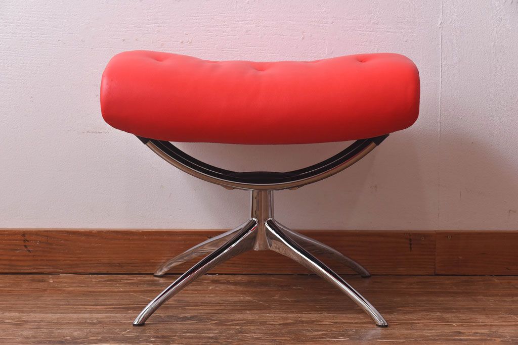 中古　EKORNES(エコーネス)　ストレスレスメトロハイバックチェア・オットマン　トマト(定価合わせて約32万円)(1)