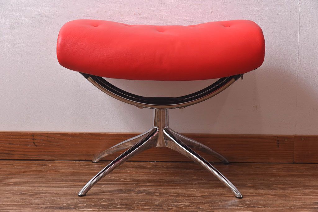 中古　EKORNES(エコーネス)　ストレスレスメトロハイバックチェア・オットマン　トマト(定価合わせて約32万円)(1)