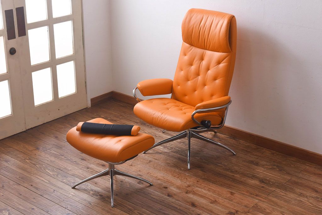 中古　EKORNES(エコーネス)　ストレスレスメトロハイバックチェア・オットマン　クレメンタイン(定価合わせて約32万円)(1)