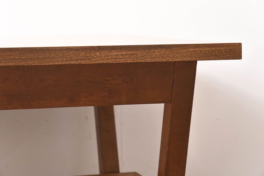 昭和レトロ　ホワイトオーク材　学校の作業台をリメイクしたダイニングテーブル(机)