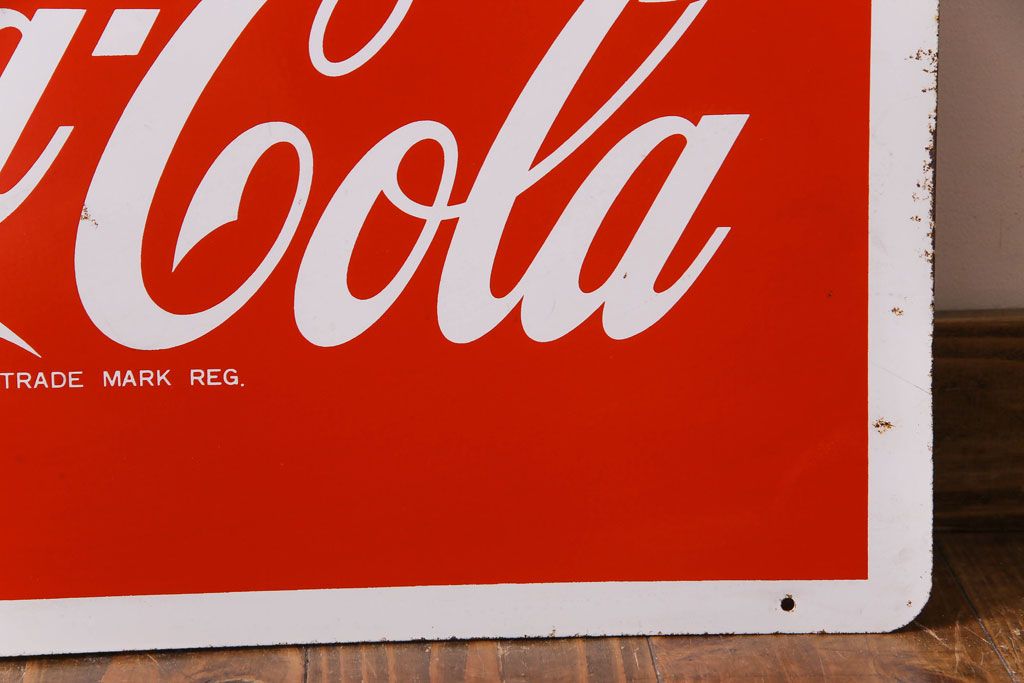 アンティーク雑貨　昭和レトロ　コカ・コーラ(コカコーラ、COCA・COLA)　アンティーク看板(鉄看板・企業看板)