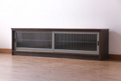 ラフジュ工房オリジナル　ペイント　モールガラス入り　レトロな雰囲気漂うローボード(収納棚、リビングボード)(1)