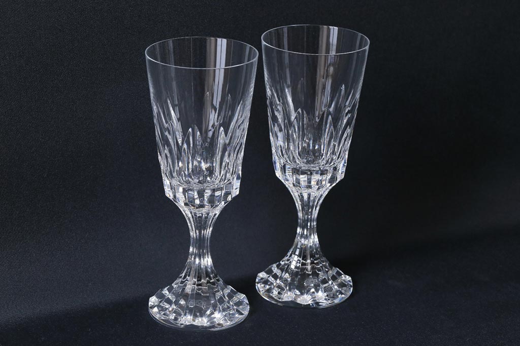 中古　Baccarat(バカラ)　アサス　ウォーターゴブレットグラス(ワイングラス、酒器、ガラス)2脚セット(3)