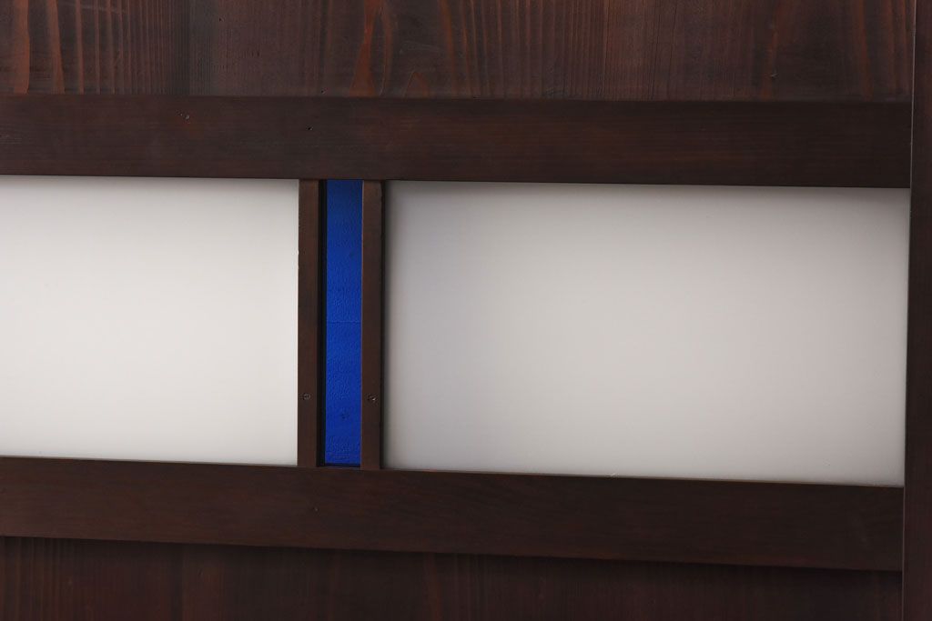 大正ロマン　色ガラスがアクセントのガラス帯戸(板戸、引き戸、建具)2枚セット