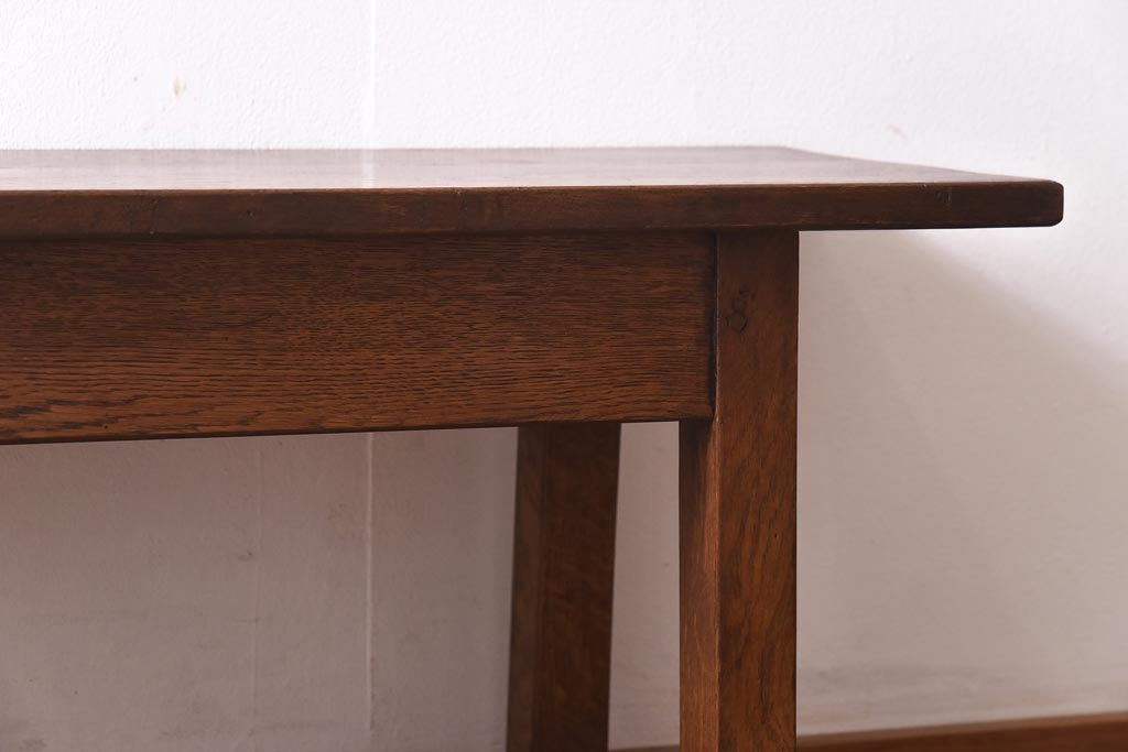 アンティーク雑貨　イギリスヴィンテージ　オーク材　こだわりの空間に取り入れたいシンプルな大型ベンチ(長椅子、飾り台、ビンテージ)