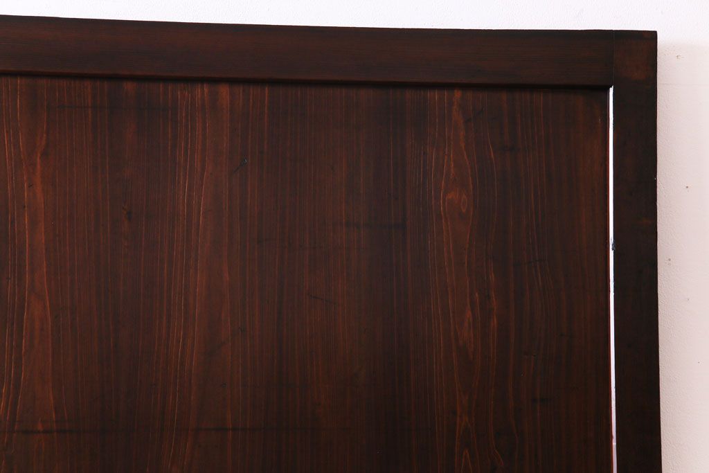 和製アンティーク　渋みのある色合いの格子帯戸1枚(引き戸、建具)(1)