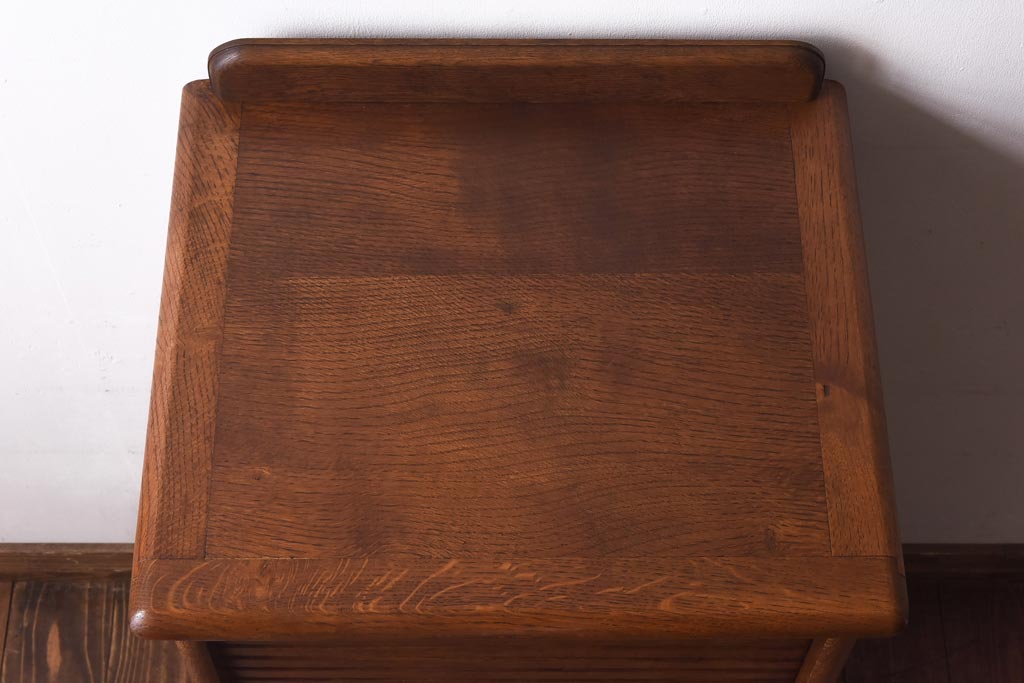 アンティーク家具　イギリスアンティーク　希少品　珍しい蛇腹シャッターが付いたレコードチェスト(収納棚、書類ケース、キャビネット、ミュージックキャビネット)