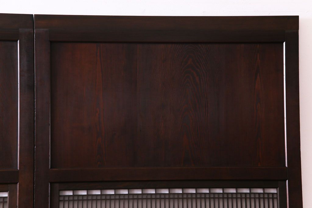 和製アンティーク　上品な和の雰囲気漂う組子入り帯戸(格子戸、引き戸)2枚セット(2)