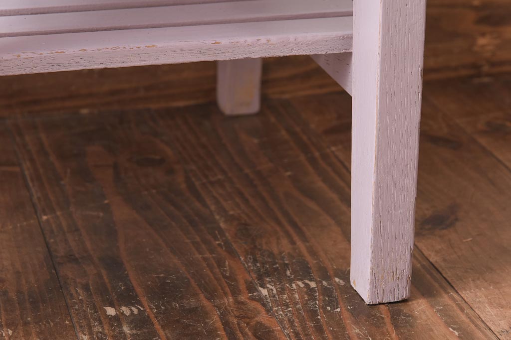 ペイント家具　棚付き　ナチュラルスタイルにぴったりなチェア(キッズチェア、椅子、イス、板座チェア)(R-031056)(2)