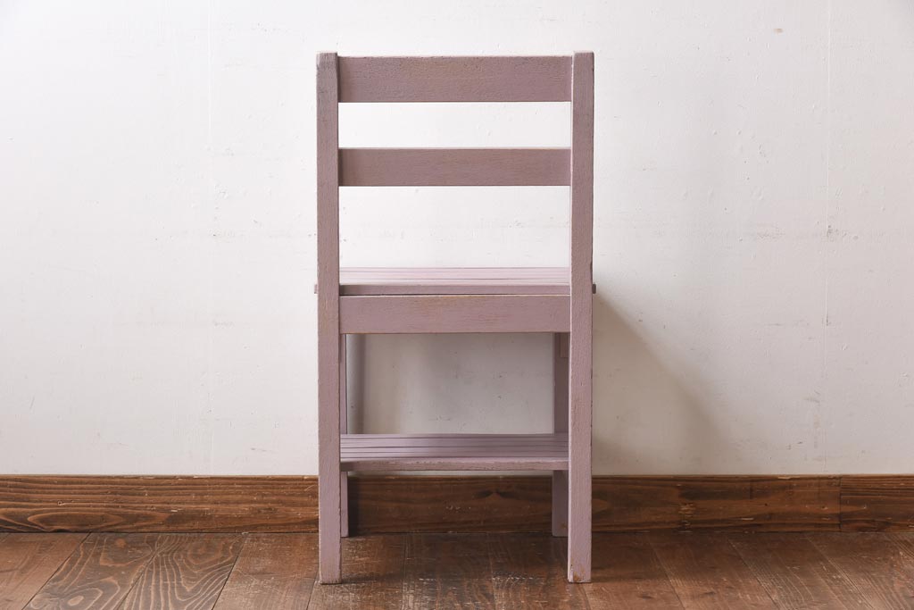 ペイント家具　棚付き　ナチュラルスタイルにぴったりなチェア(キッズチェア、椅子、イス、板座チェア)(R-031056)(2)