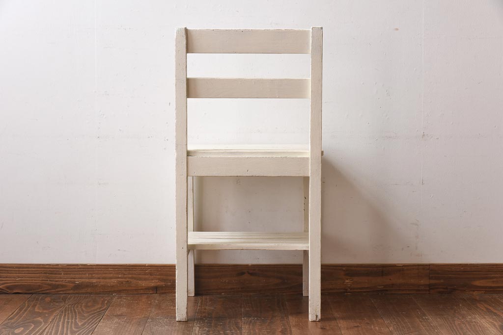 ペイント家具　棚付き　ナチュラルスタイルにぴったりなチェア(キッズチェア、椅子)(3)