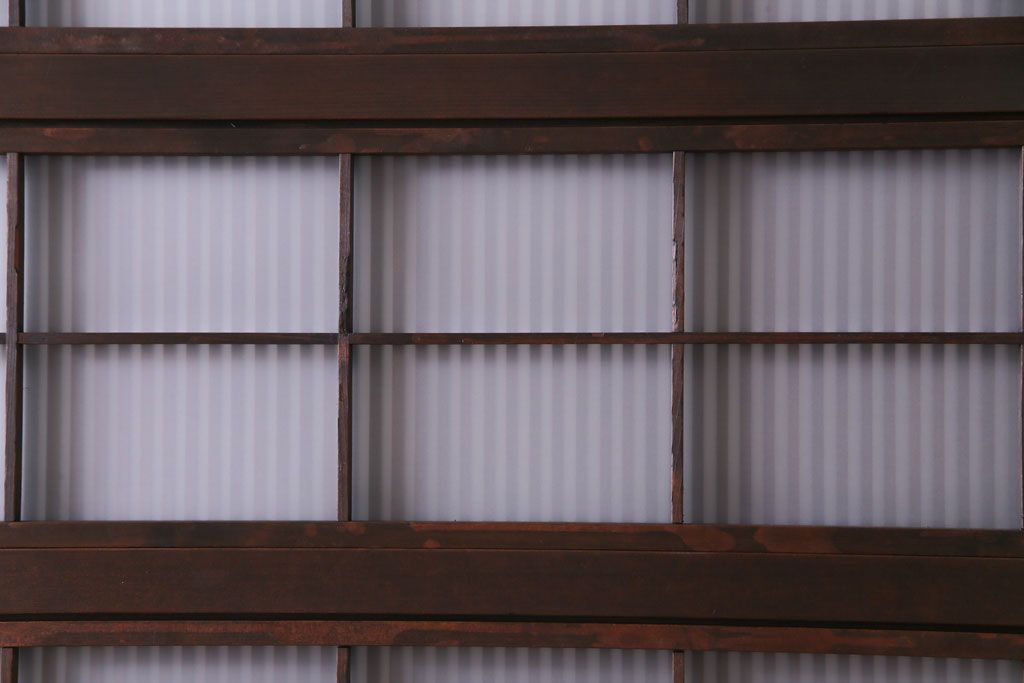 極上品　板ガラス裏障子留め　品の良い意匠が施された万本格子戸(仕切り戸、引き戸、建具)3枚組