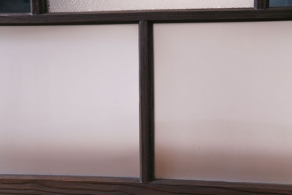 大正ロマン　鮮やかな色ガラスとモダンな桟のデザインが魅力のガラス戸(窓、サッシ)2枚組
