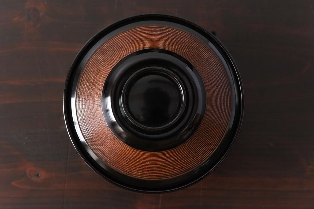 【D様ご成約分】和製アンティーク　シックな色合いが魅力的な木製糸目椀(漆器、和食器)5客セット(2)