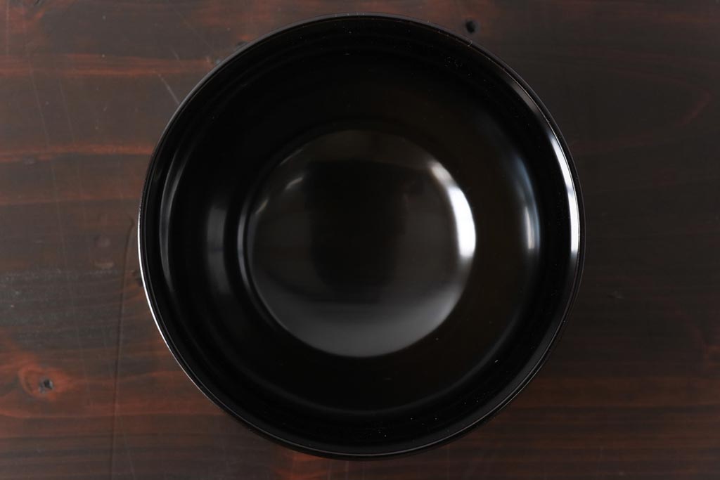 【D様ご成約分】和製アンティーク　シックな色合いが魅力的な木製糸目椀(漆器、和食器)5客セット(2)