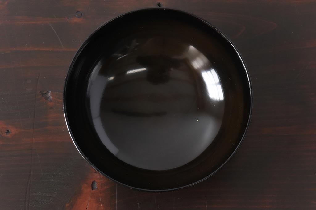 和製アンティーク　アジアンな図柄が目を引く蓋付き木製椀(漆器、和食器)4客セット