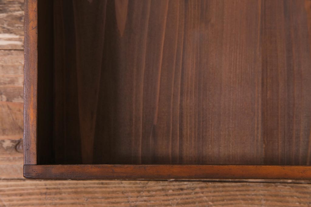 アンティーク雑貨　昭和レトロ　落ち着いた色合いが魅力の木製コレクションケース(ガラスケース・収納箱)(1)