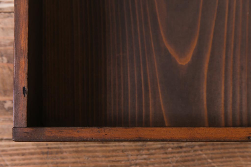 アンティーク雑貨　昭和レトロ　落ち着いた色合いが魅力の木製コレクションケース(ガラスケース・収納箱)(2)