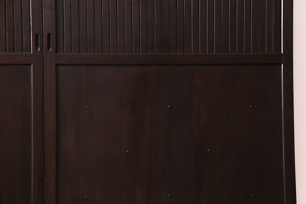 和製アンティーク　ヒノキ材　洗練された和モダンの空間におすすめの平格子戸(引き戸、建具)2枚組