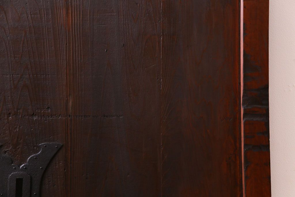 【K様決済用-加工含む】和製アンティーク　明治大正期　ヒノキ材　細い桟が魅力の格子蔵戸(格子戸、引き戸、建具、玄関戸)