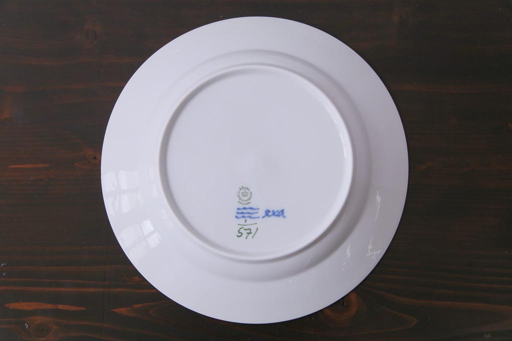 中古　ROYAL COPENHAGEN(ロイヤルコペンハーゲン)　ブルーフルーテッド　ハーフレース　プレート3枚セット(皿、洋食器)(定価約6万5千円)