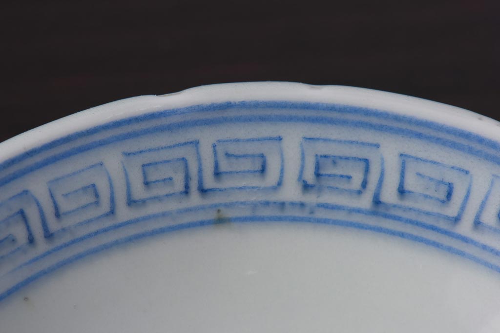古民具・骨董　幕末明治期　大きく描かれた文様が目を引く蓋付茶碗(和食器)2客セット(2)