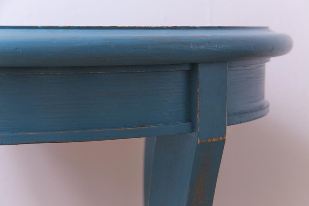 ペイント家具　リメイク　天童木工　レトロな色合いのラウンドテーブル(サイドテーブル、センターテーブル)
