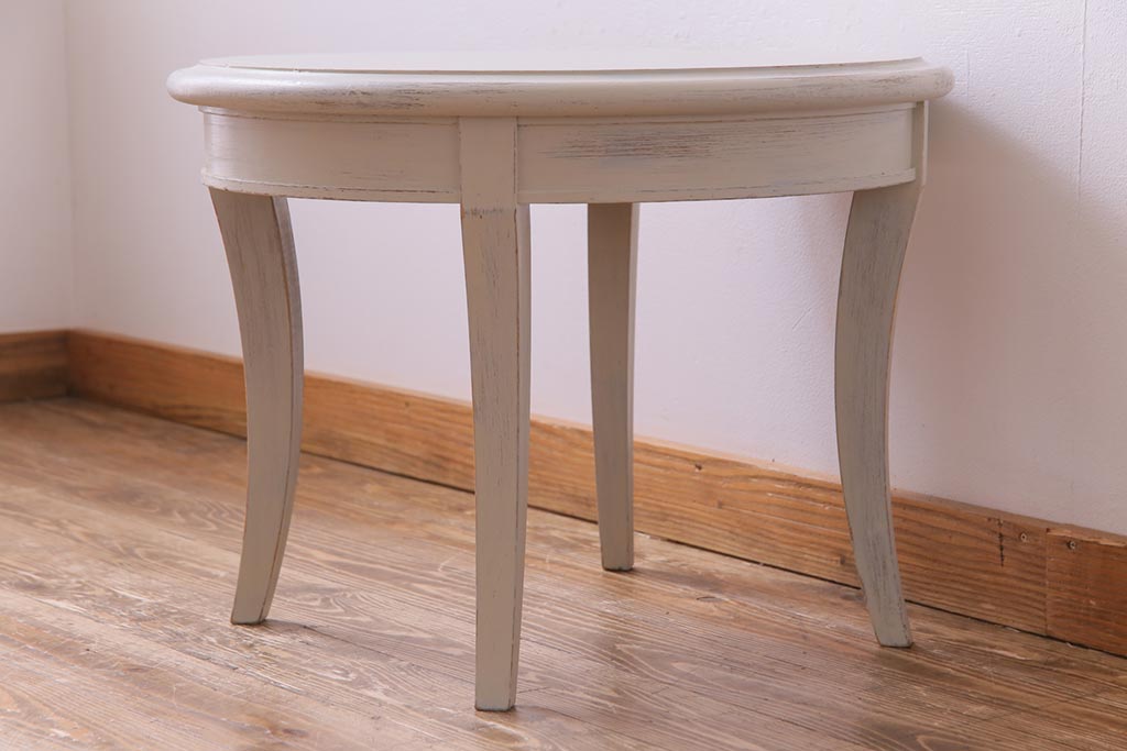 ペイント家具　リメイク　天童木工　フレンチテイストにも活躍するラウンドテーブル(サイドテーブル、センターテーブル)(2)