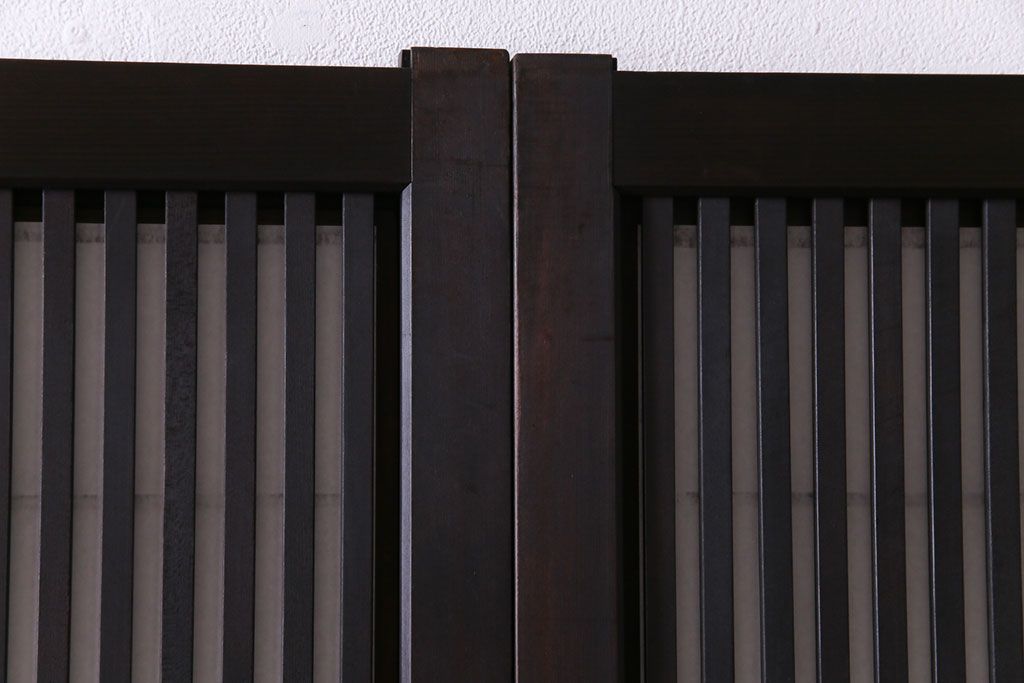 和製アンティーク　裏障子付き　ダイヤガラス　上品な和の雰囲気あふれる格子戸2枚セット(障子戸、引き戸、建具)