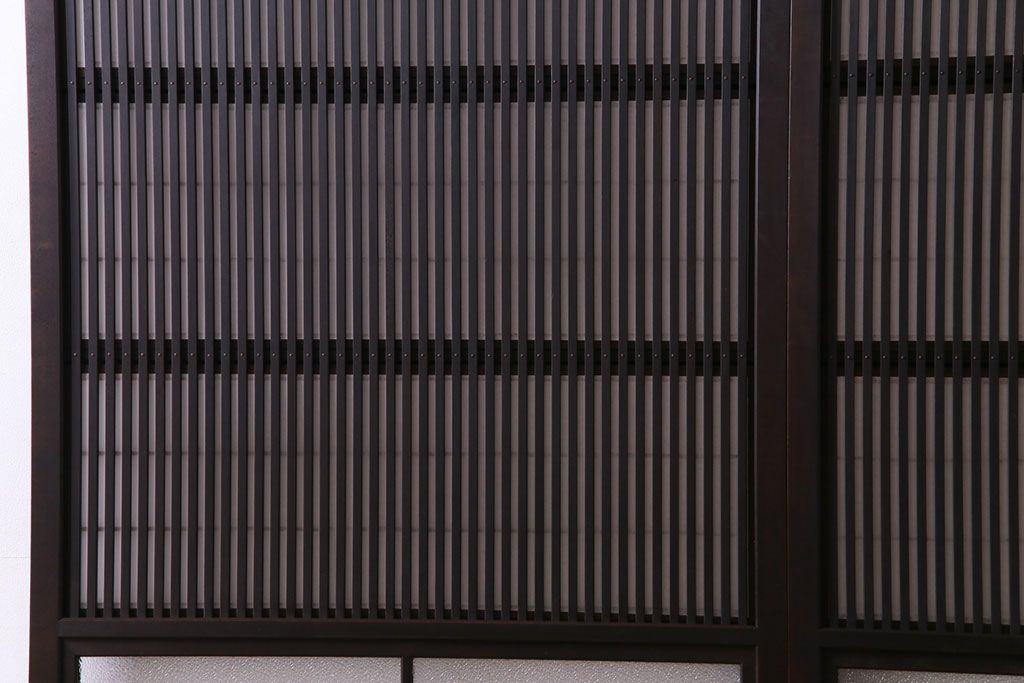 和製アンティーク　裏障子付き　ダイヤガラス　上品な和の雰囲気あふれる格子戸2枚セット(障子戸、引き戸、建具)