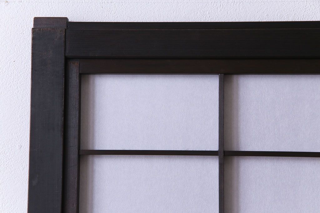 和製アンティーク　裏障子付き　ダイヤガラス　上品な和の雰囲気あふれる格子戸2枚セット(障子戸、引き戸、建具)