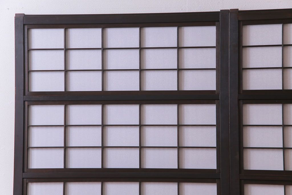 和製アンティーク　裏障子付き　ダイヤガラス　上品な和の雰囲気あふれる格子戸2枚セット(障子戸、引き戸、建具)