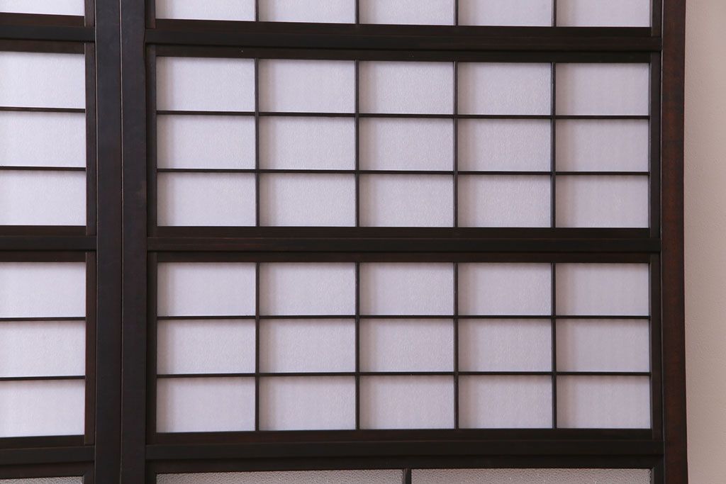 和製アンティーク　裏障子付き　ダイヤガラス　上品な和の雰囲気あふれる格子戸2枚セット(障子戸、引き戸、建具)