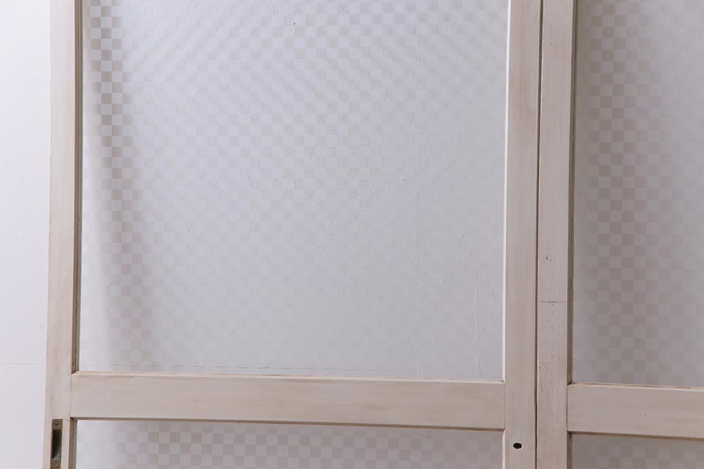 ペイント建具　当店オリジナル市松模様ガラス　レトロモダンな雰囲気のガラス引き戸2枚セット(建具、ガラス戸)