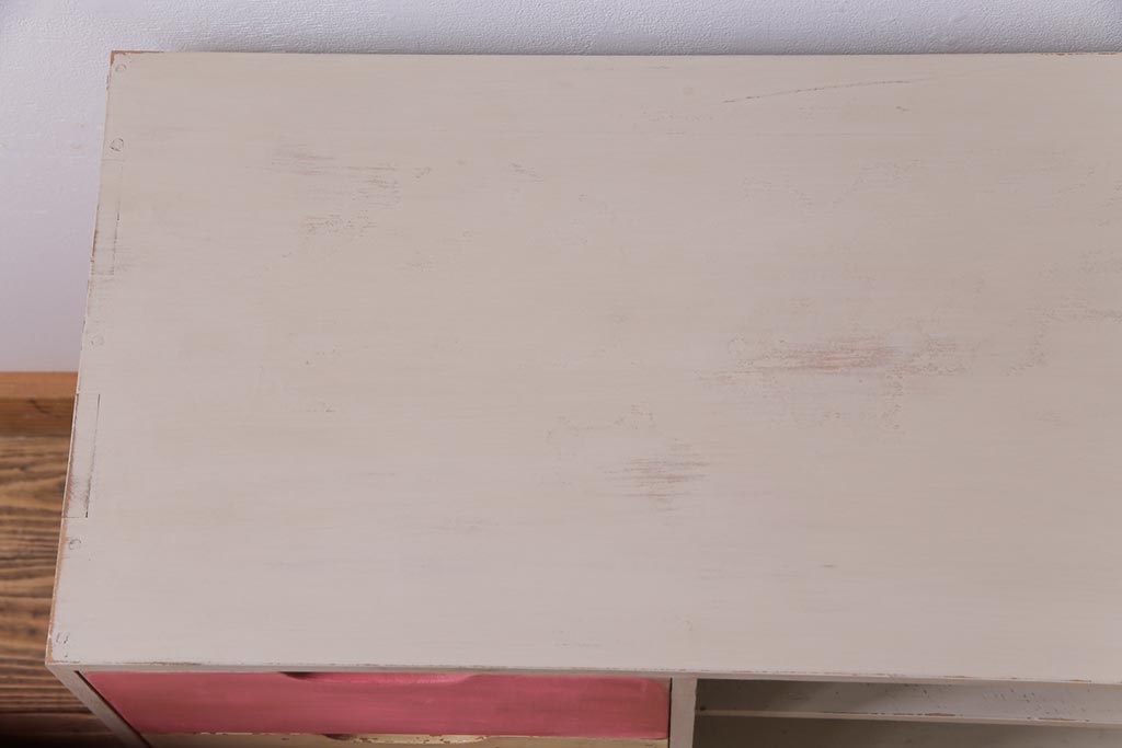 レトロ家具　昭和レトロ　パステルカラーの引き出しが愛らしい収納棚(引き出し)