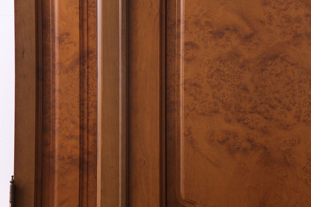 昭和中期　特注品!　花梨無垢材　鳥眼杢　両開き　高級感と存在感抜群の親子ドア(木製扉、建具、カリン材)