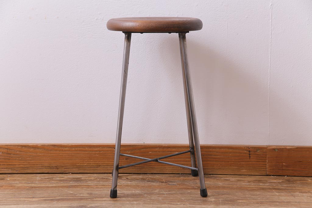 ラフジュ工房オリジナル　コンパクトで可愛らしいスツール(鉄脚チェア、椅子、イス)(R-031539)(1)