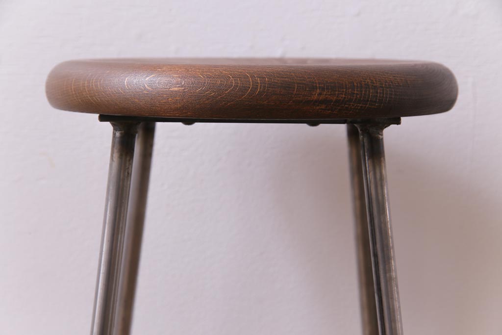 ラフジュ工房オリジナル　丸い座面がおしゃれな鉄脚スツール(チェア、椅子)(2)