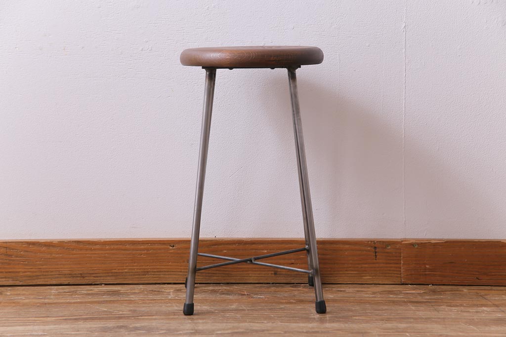 ラフジュ工房オリジナル　丸い座面がおしゃれな鉄脚スツール(チェア、椅子)(3)