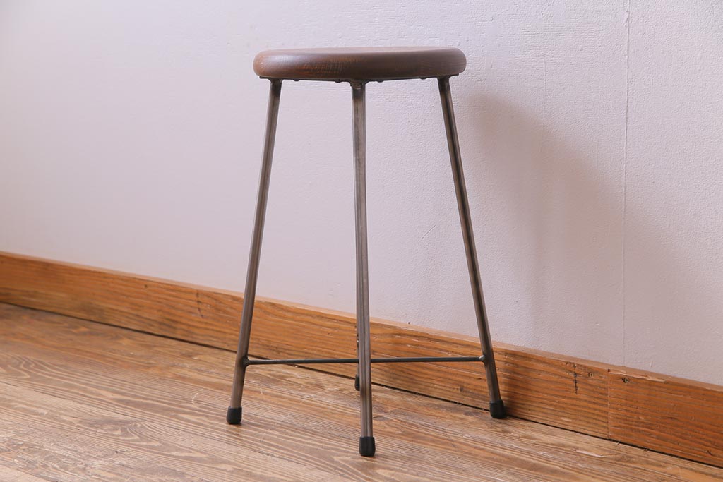 ラフジュ工房オリジナル　丸い座面がおしゃれな鉄脚スツール(チェア、椅子)(3)