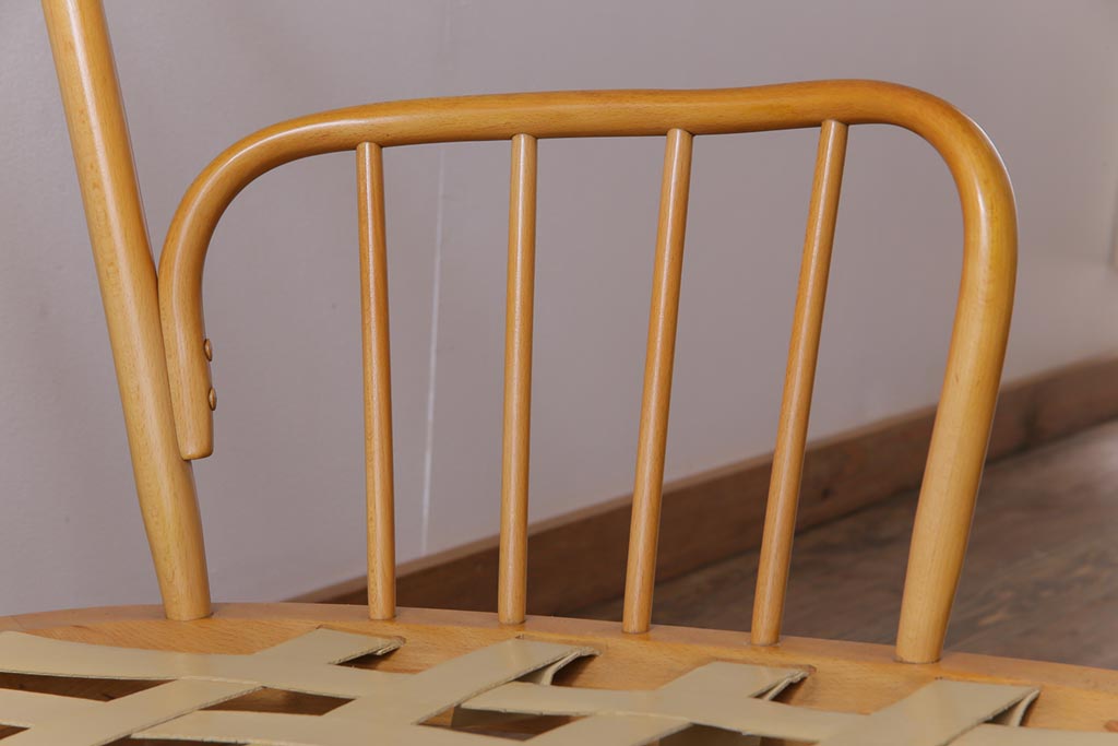 ヴィンテージ家具　イギリスビンテージ　ERCOL(アーコール)　ジュビリー(Jubilee)　グリーンのファブリックが優しげな二人掛けソファ