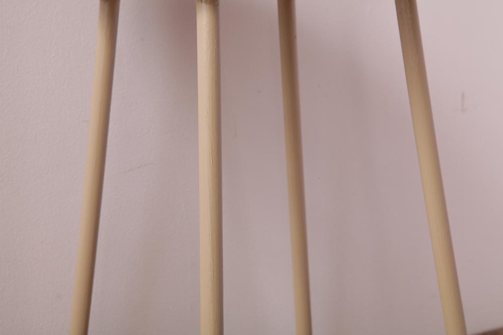 アンティーク雑貨　ラフジュ工房オリジナル　鉄脚　温かみのあるペイントカラーが魅力の丸スツール(チェア、椅子)(1)