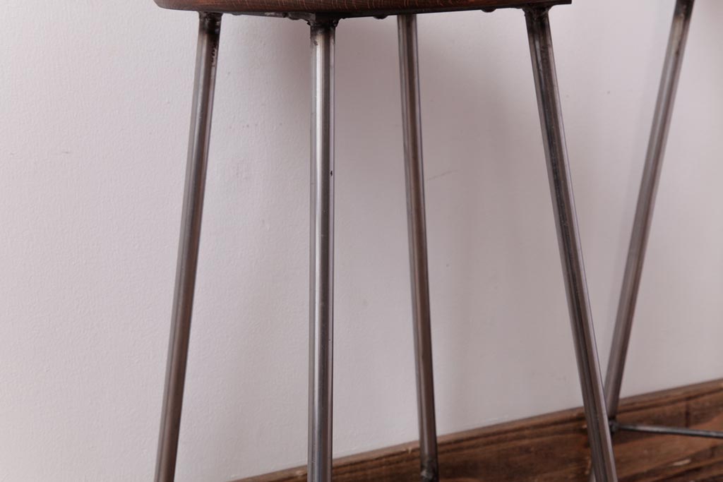 ラフジュ工房オリジナル　コンパクトで可愛らしいスツール(鉄脚チェア、椅子)2脚セット(2)