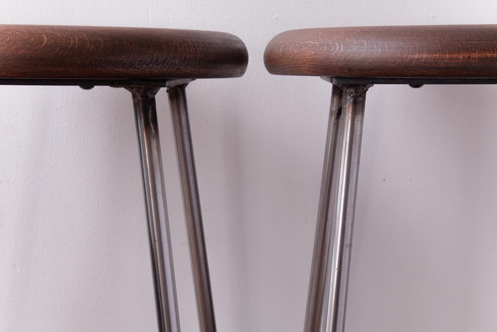 ラフジュ工房オリジナル　コンパクトで可愛らしいスツール(鉄脚チェア、椅子)2脚セット