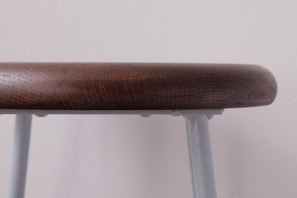 ラフジュ工房オリジナル　鉄脚　爽やかなペイントカラーが魅力の丸スツール(チェア、椅子)(2)