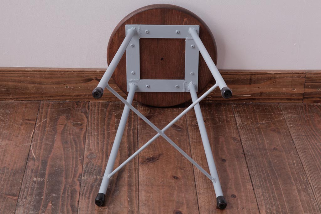 ラフジュ工房オリジナル　鉄脚　爽やかなペイントカラーが魅力の丸スツール(チェア、椅子)(3)