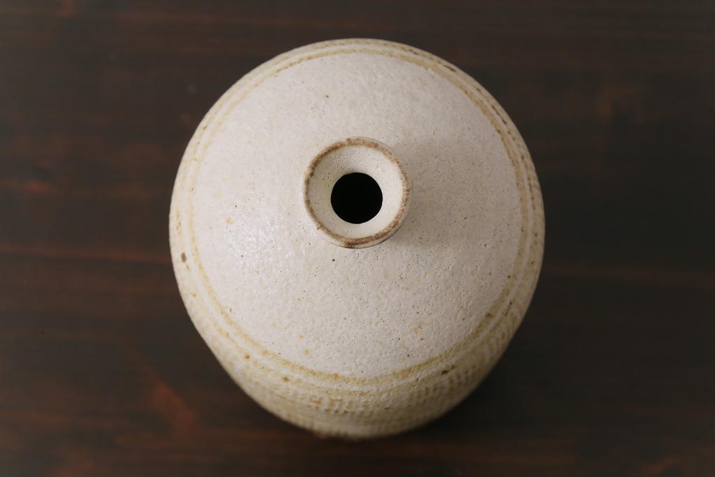 アンティーク雑貨　昭和期　笠間焼　記念品　荒田耕治作　一輪挿(花瓶、花器)(3)